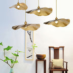 Lampada a Sospensione Moderna in Bronzo Dorato Colore Foglia di Loto 1 Luce