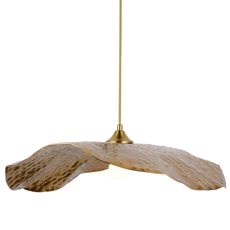 Lampada a Sospensione Moderna in Bronzo Dorato Colore Foglia di Loto 1 Luce
