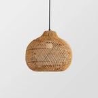 Lampada a Sospensione in Rattan Intrecciato Retro