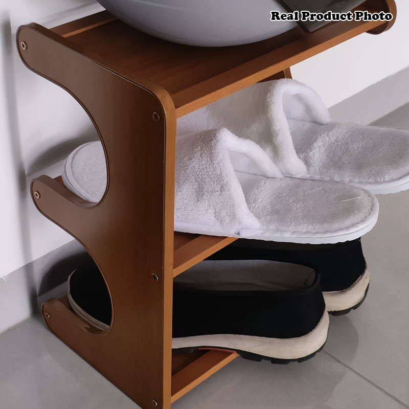 Scarpiera Moderna Minimalista Rettangolare in Fibra di Legno di Bamboo a Media Densità 2/3/4/5 Ripiani per Soggiorno