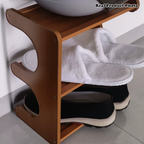 Scarpiera Moderna Minimalista Rettangolare in Fibra di Legno di Bamboo a Media Densità 2/3/4/5 Ripiani per Soggiorno