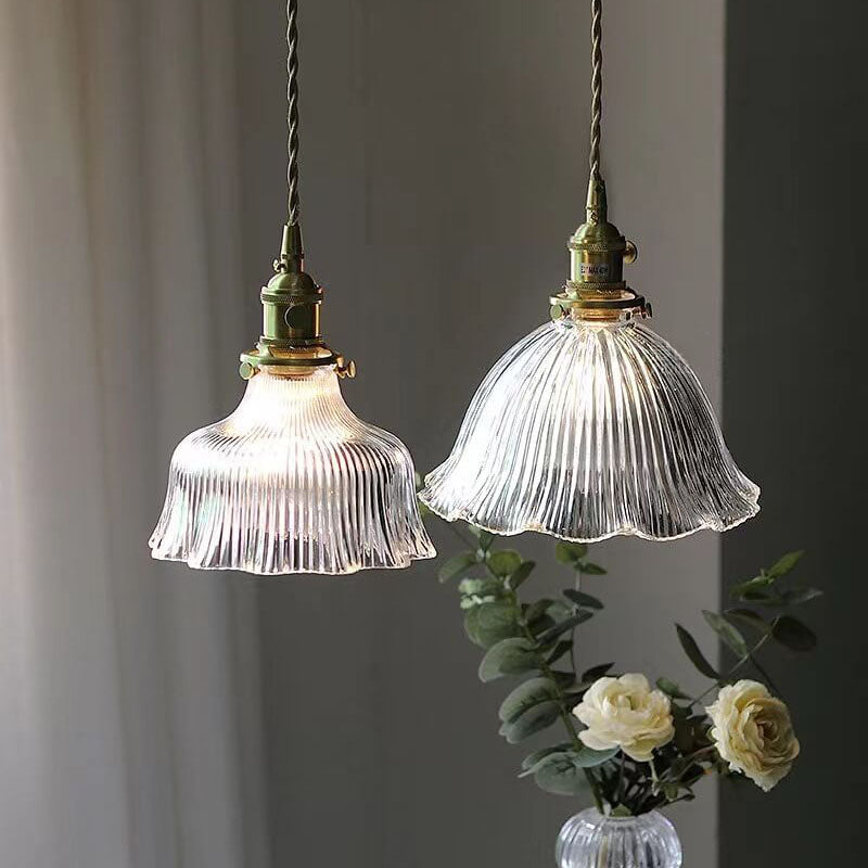 Lampada a Sospensione 1 Luce in Rame Noce Vetro Minimalista Moderna Nordica