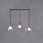 Lampada a Sospensione Moderna Minimalista in Vetro Trasparente Ondulato con Ombra in Ferro a 1 Luce per Soggiorno