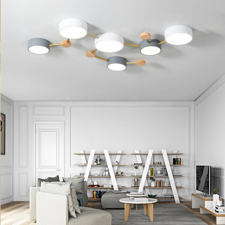 Illuminazione a Soffitto LED in Legno Massello e Ferro Stile Minimalista Scandinavo