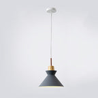 Lampadario Pendente Moderno in Legno di Quercia Nordico con Campana in Ferro per Soggiorno
