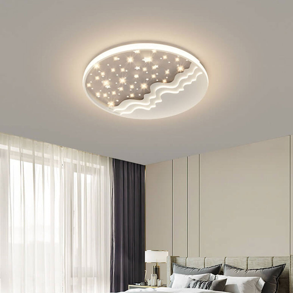 Luce da soffitto a LED rotonda in alluminio a soffitto Flush Mount Nordic Creative Star Moon