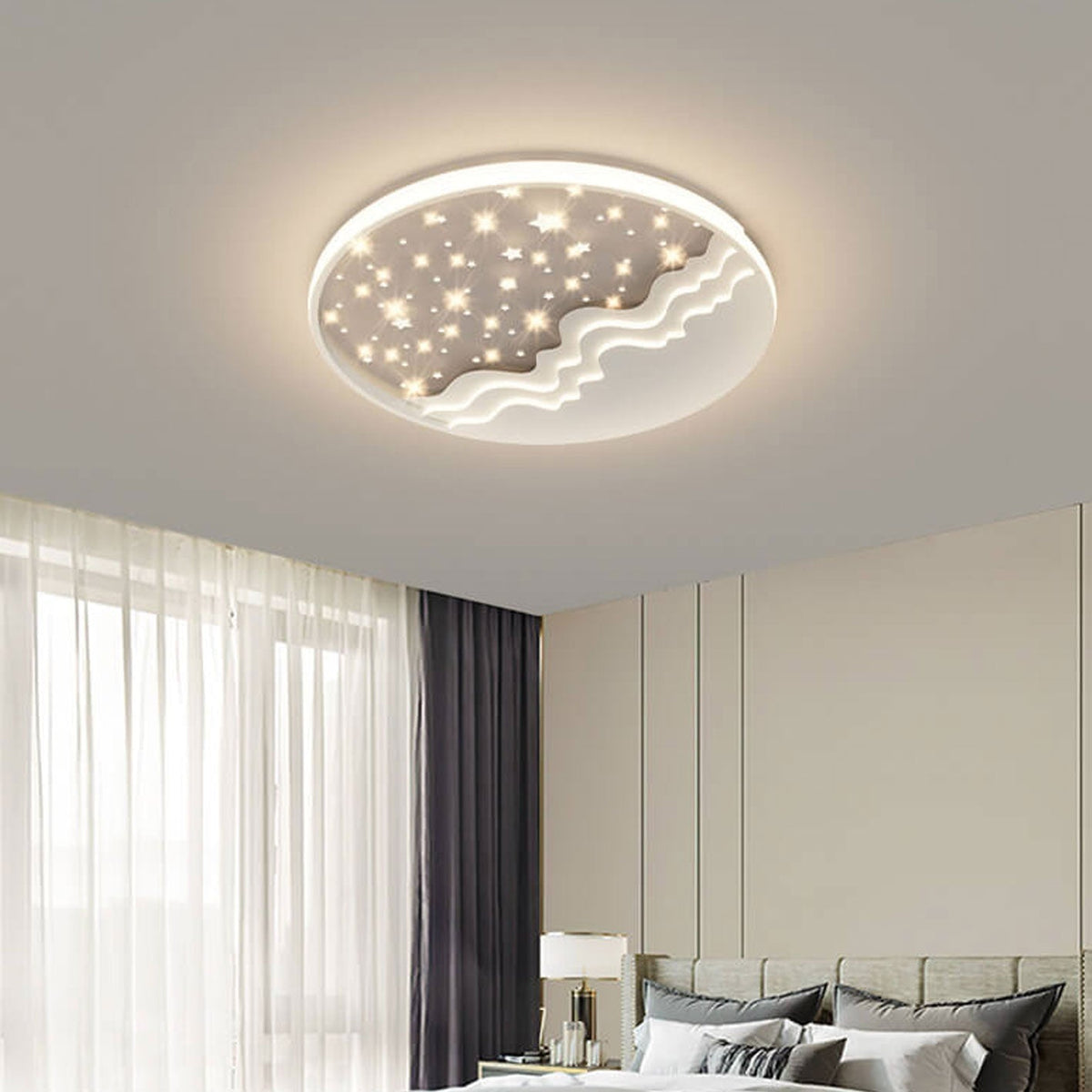 Luce da soffitto a LED rotonda in alluminio a soffitto Flush Mount Nordic Creative Star Moon