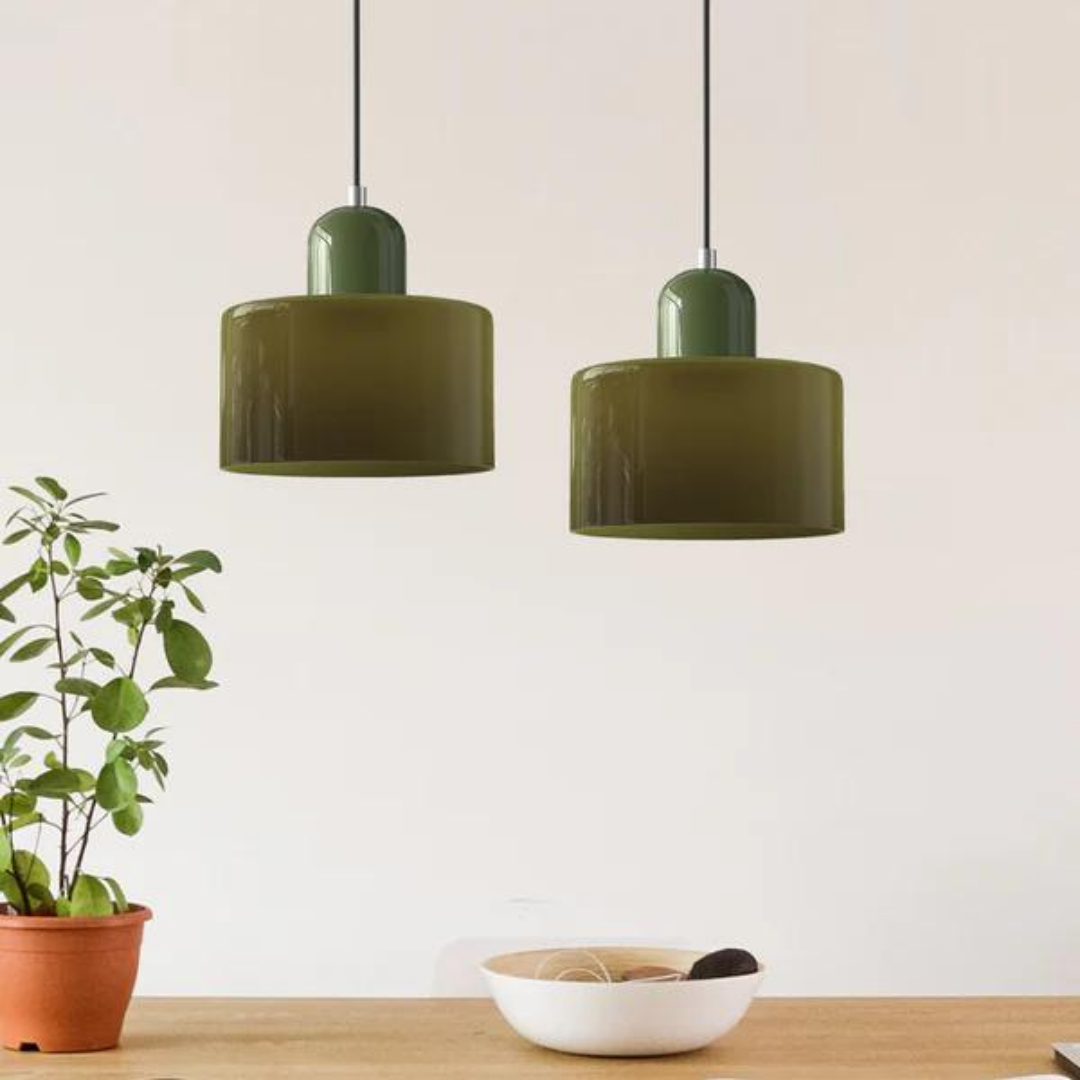 Lampada a sospensione in vetro – Elegante lampada cilindrica per ambienti accoglienti
