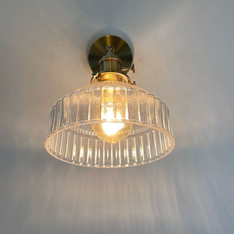 Lampada da Parete con Ombrello in Vetro a Cupola Nordica in Ottone con 1 Luce