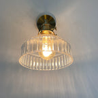 Lampada da Parete con Ombrello in Vetro a Cupola Nordica in Ottone con 1 Luce