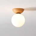 Lampada da soffitto a sfera di vetro | Design legno