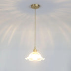 Lampada a Sospensione in Vetro e Ottone Ambra Nordico