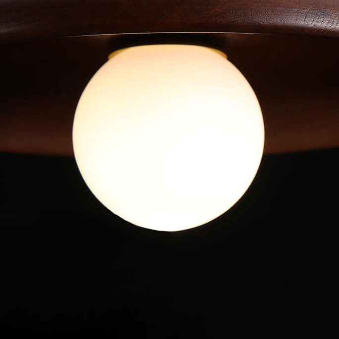 Applique da parete moderna minimalista rotonda in legno massello con 1 luce