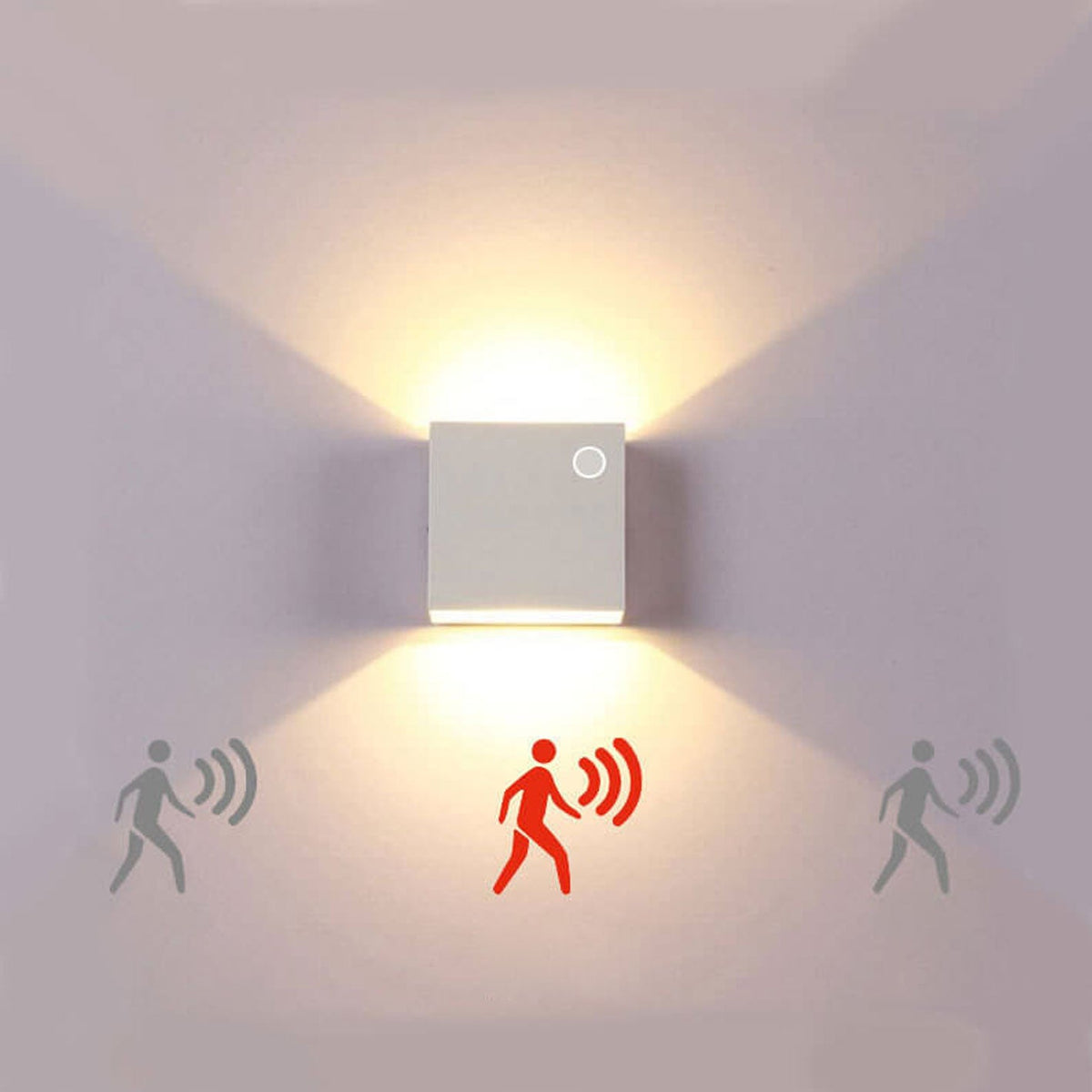Applique a parete moderna semplice quadrata con sensore di corpo LED