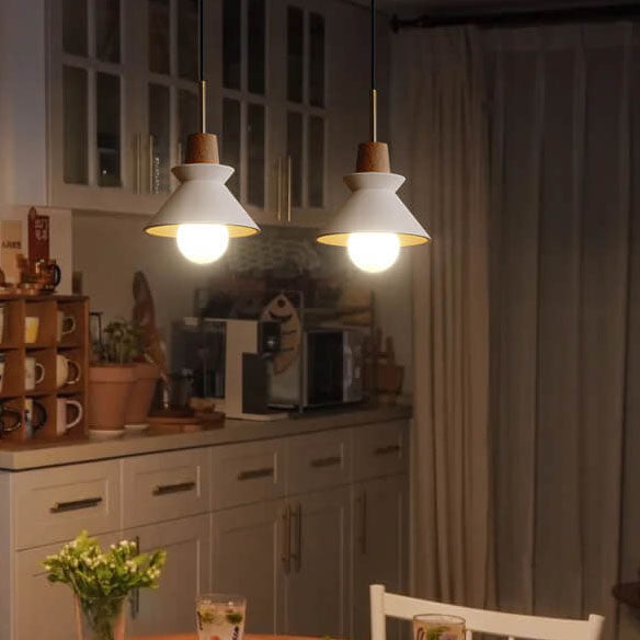 Lampada a Sospensione Minimalista Nordica in Legno e Cemento con 1 Luce