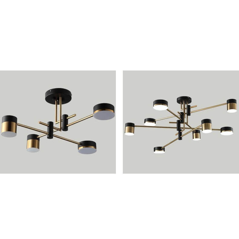 Moderno Minimalista Nero Oro Bilanciato 4-8 Luci Semi-Flussante