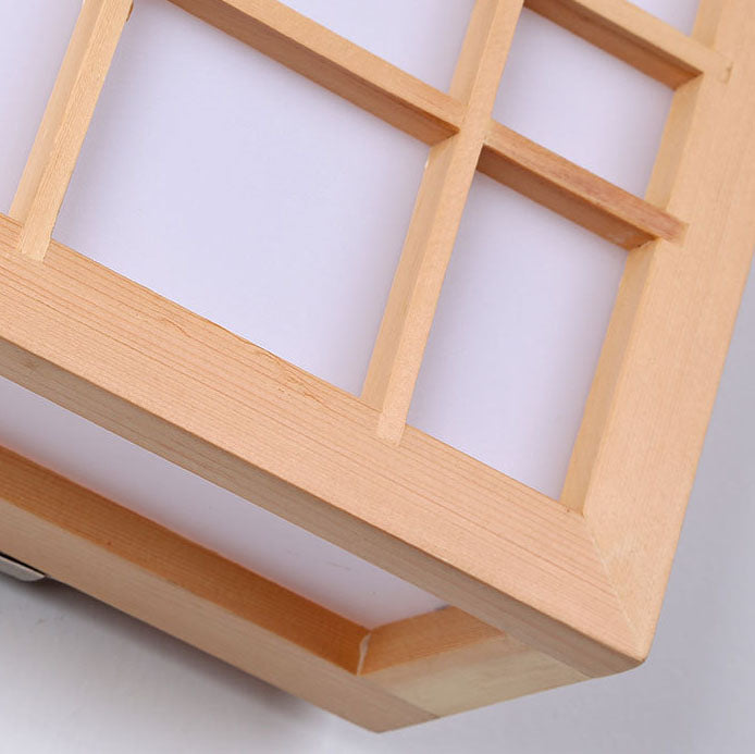 Applique da parete LED in legno massello acrilico rettangolare giapponese tradizionale per camera da letto