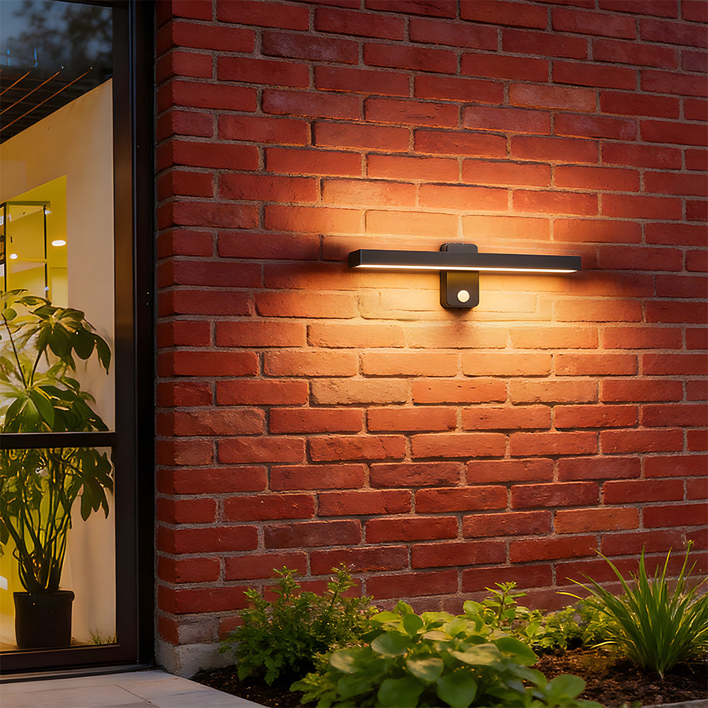 Halven | Luce da parete esterna a LED calda in alluminio con cablaggio IP65, interruttore a muro o sensore di movimento
