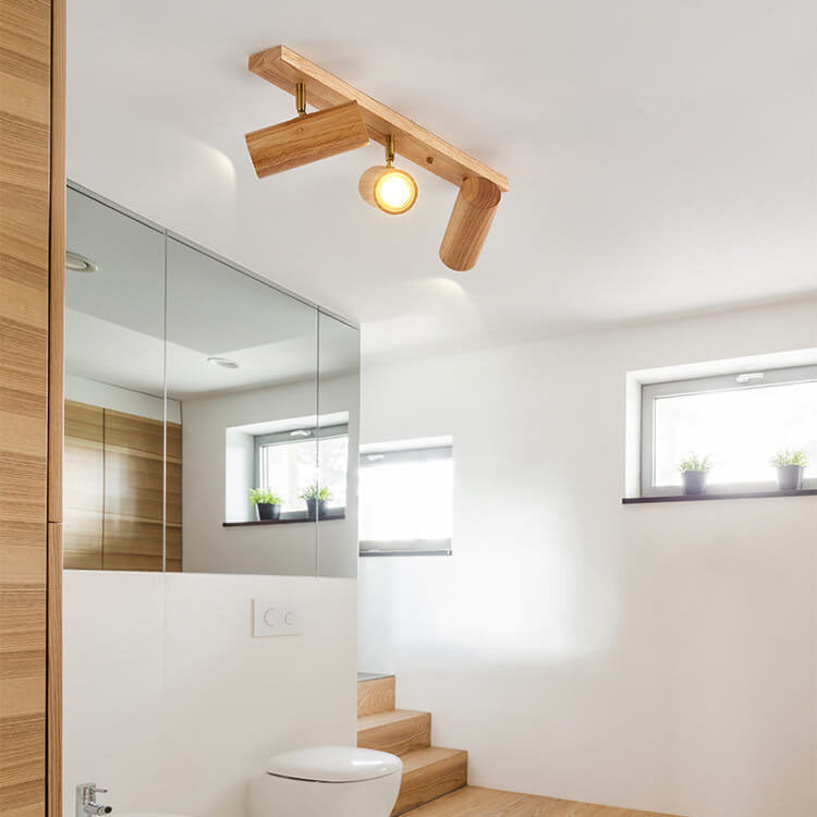 Faretto da soffitto minimalista giapponese in legno massello con 1/3/4 luci