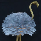 Lampada da tavolo in metallo a forma di fenicottero con piume d'oca nordico contemporaneo, 1 luce per comodino