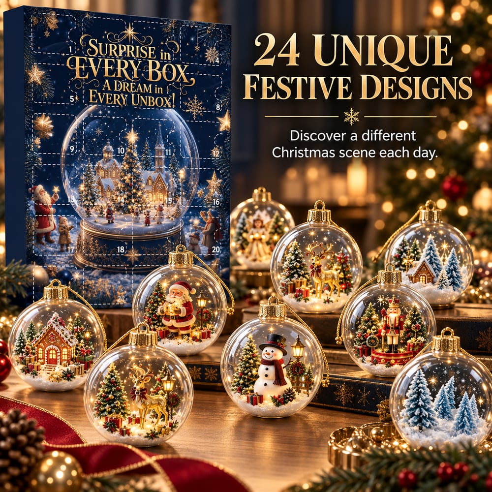 Calendario dell'Avvento di 24 giorni con sorprese – 24 decorazioni natalizie a forma di pallina da scoprire ogni giorno
