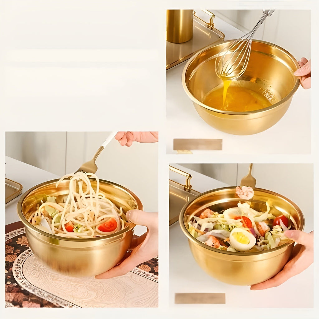 Set di ciotole da mescolare in oro da 14 pezzi – elegante e pratico | Ideale per mescolare, cuocere e servire