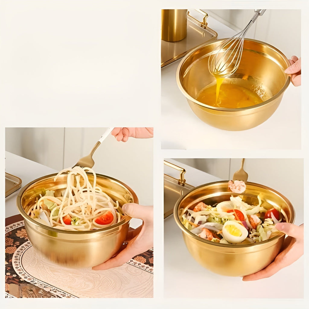 Set di ciotole da mescolare in oro da 14 pezzi – elegante e pratico | Ideale per mescolare, cuocere e servire