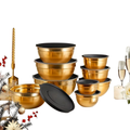 Set di ciotole da mescolare in oro da 14 pezzi – elegante e pratico | Ideale per mescolare, cuocere e servire