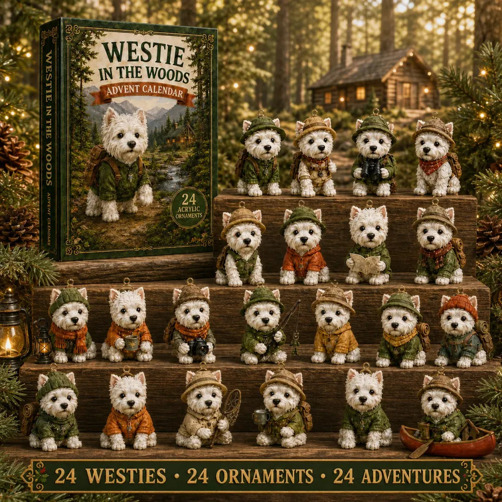 🐶Calendario Avvento 2D Westie nel Bosco 2026 - Countdown Festivo di 24 Giorni - Regalo per Amanti dei Cani