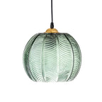 Lampada a sospensione in vetro rigato verde – Design retro e luce suggestiva | Illuminazione interna elegante