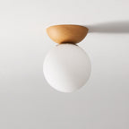 Lampada da soffitto a sfera di vetro | Design legno