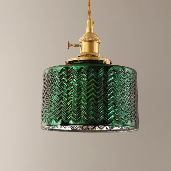 Lampadario Isola in Vetro Verde Vintage Nordico con 1/2/3 Luci