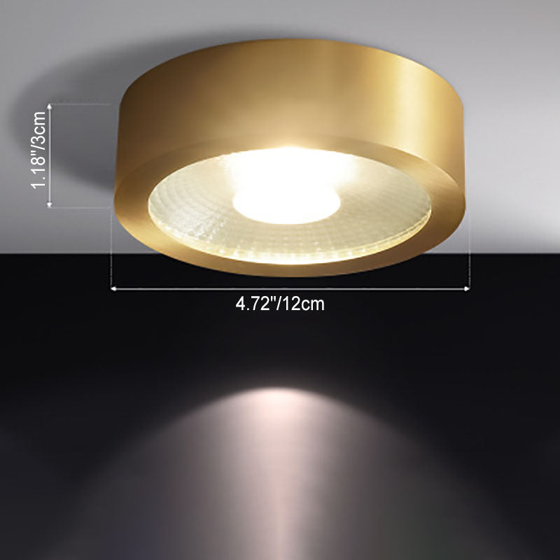 Faretto LED Moderno in Ottone Cilindrico da Soffitto