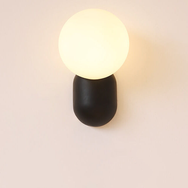 Soffitto a Parete in Resina Stile Macaron Minimalista Moderno con Sfera di Vetro 1 Luce