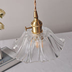 Lampada a Sospensione in Vetro di Rame con Girasole in Stile Art Deco Moderna per Soggiorno