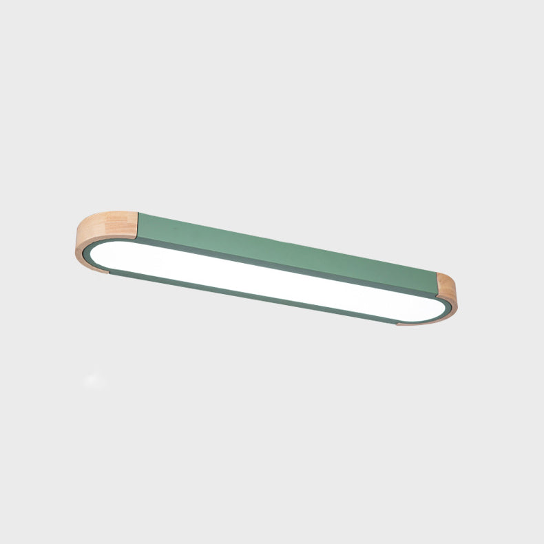 Lampada da soffitto a LED Flush Mount in ferro ovale lungo scandinavo contemporaneo per camera da letto