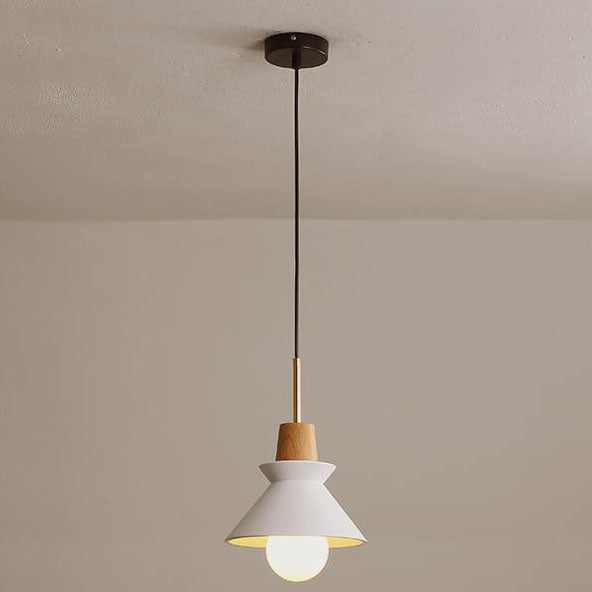 Lampada a Sospensione Minimalista Nordica in Legno e Cemento con 1 Luce