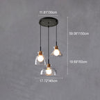 Lampada a Sospensione Moderna Minimalista in Vetro Trasparente Ondulato con Ombra in Ferro a 1 Luce per Soggiorno