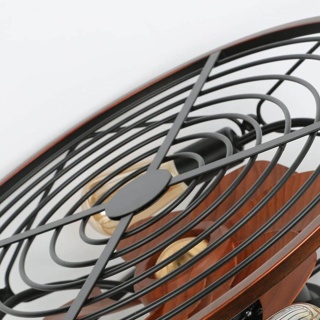 Moderno Nordic Industrial Lampada a Soffitto con Ventilatore Invisibile in Ferro Battuto a Cilindro con 4 Luci per Soggiorno