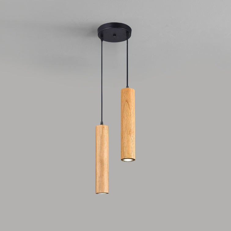 Lampada a sospensione LED cilindrica in legno di quercia minimalista moderna per soggiorno e camera da letto