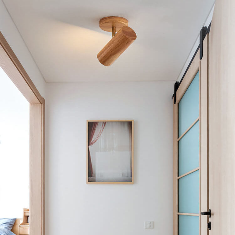 Faretto da soffitto minimalista giapponese in legno massello con 1/3/4 luci