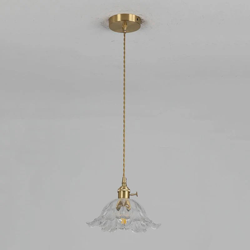 Lampada a Sospensione in Vetro e Ottone Ambra Nordico