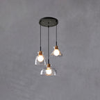 Lampada a Sospensione Moderna Minimalista in Vetro Trasparente Ondulato con Ombra in Ferro a 1 Luce per Soggiorno