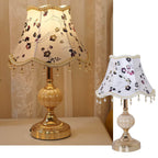 Lampada da Tavolo Tradizionale Vintage in Tessuto Floreale con Placcatura in Vetro per Camera da Letto