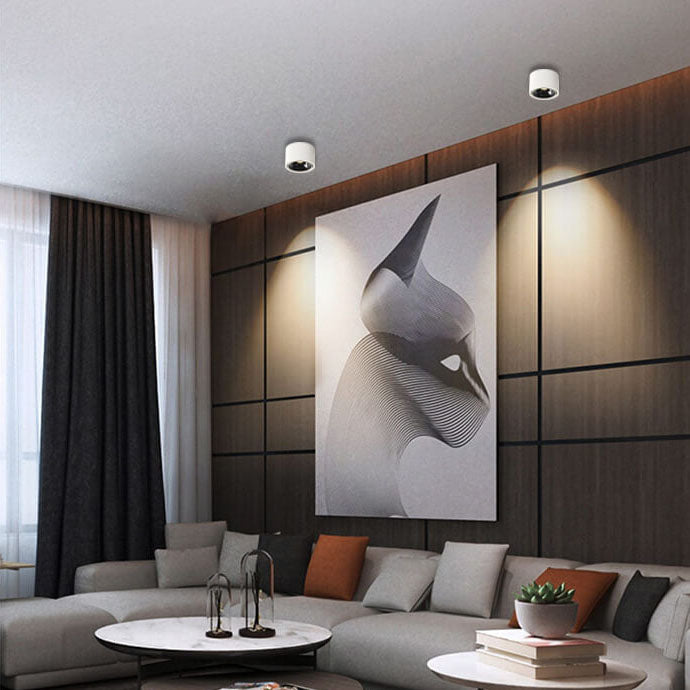 Faretto rotondo in alluminio minimalista moderno, regolabile, a LED, montato a soffitto per soggiorno