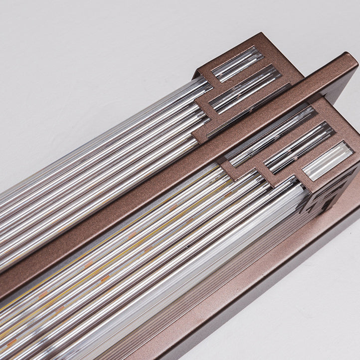 Lampada da Parete LED in Vetro Impermeabile in Acciaio Inossidabile Rettangolare Cinese Tradizionale per Esterni