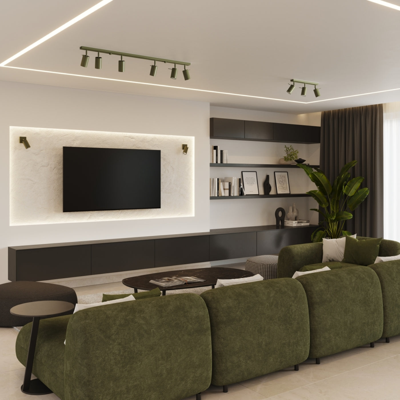 Lampada a soffitto RING 3P verde oliva