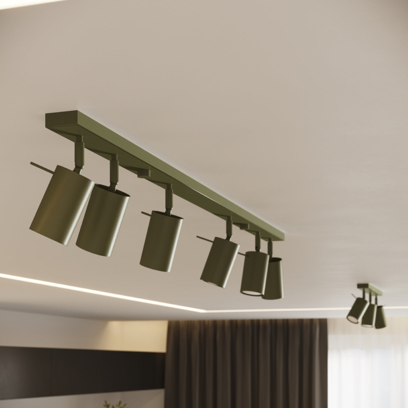 Lampada a soffitto RING 3P verde oliva