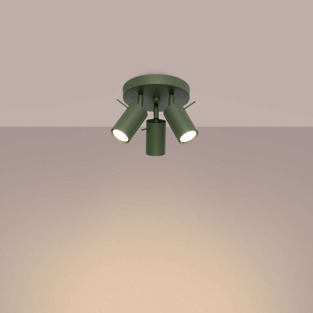 Lampada a soffitto RING 3P verde oliva