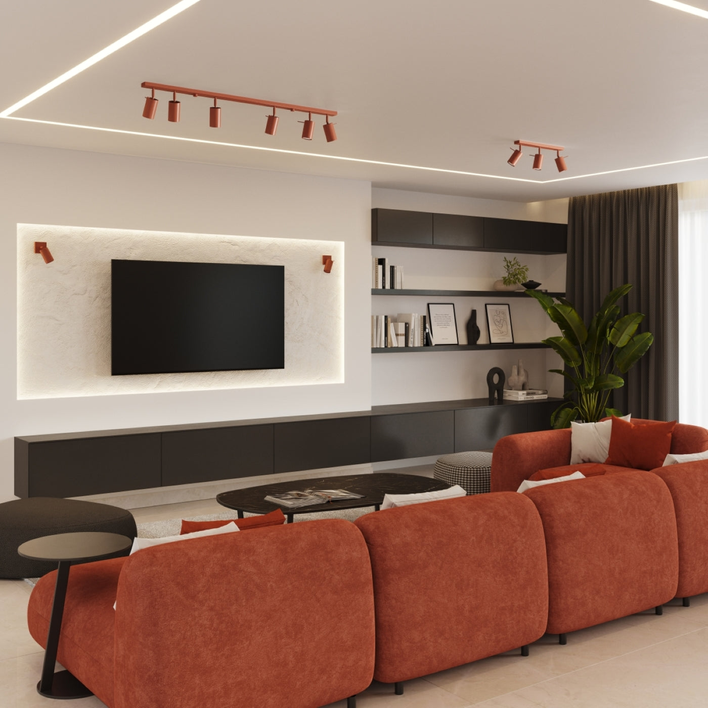 Lampada da soffitto RING 2 rosso ocra